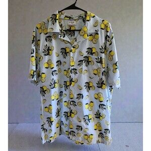 Hurley Short Sleeve Shirt Lt. Blue w/ Lemons Chest Pocket Mens Size Large